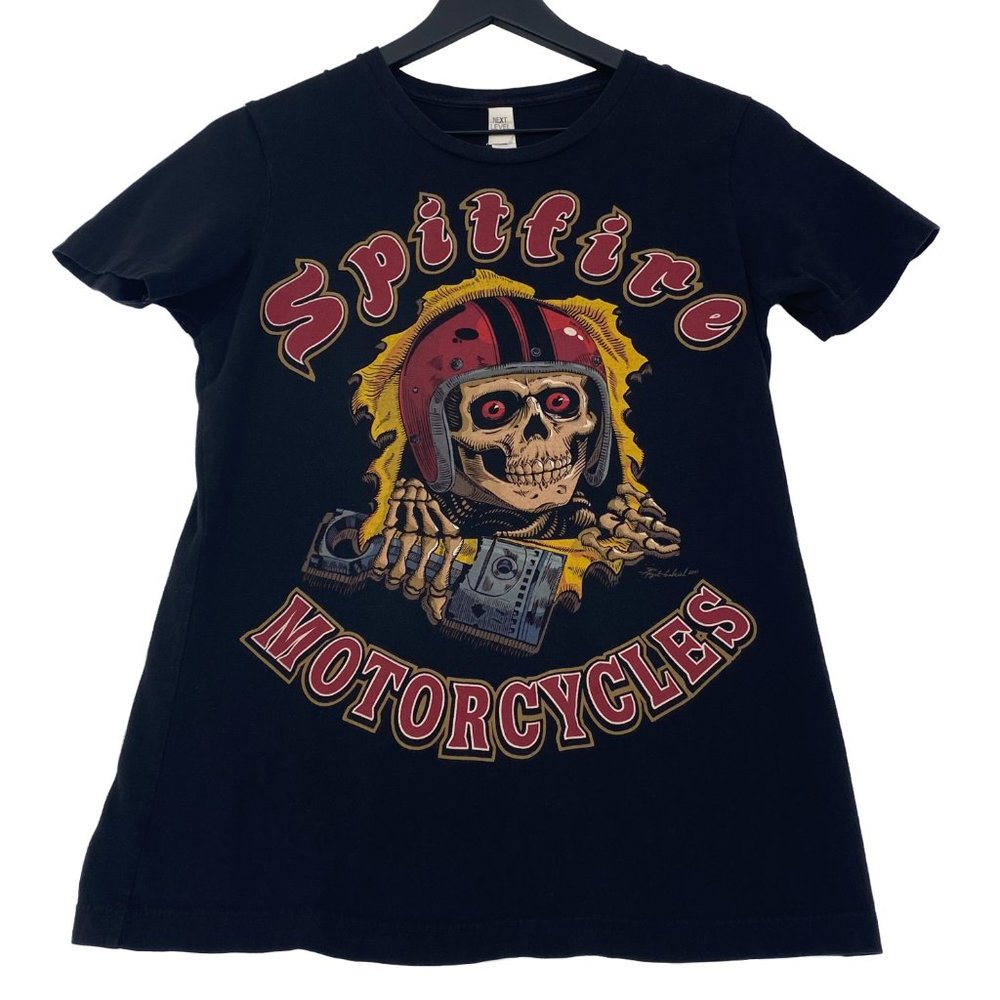 CALIFORNIA SPITFIRE MOTORCYCLES Skull Graphic Black Short Sleeve Tee Size L - Picture 10 of 16